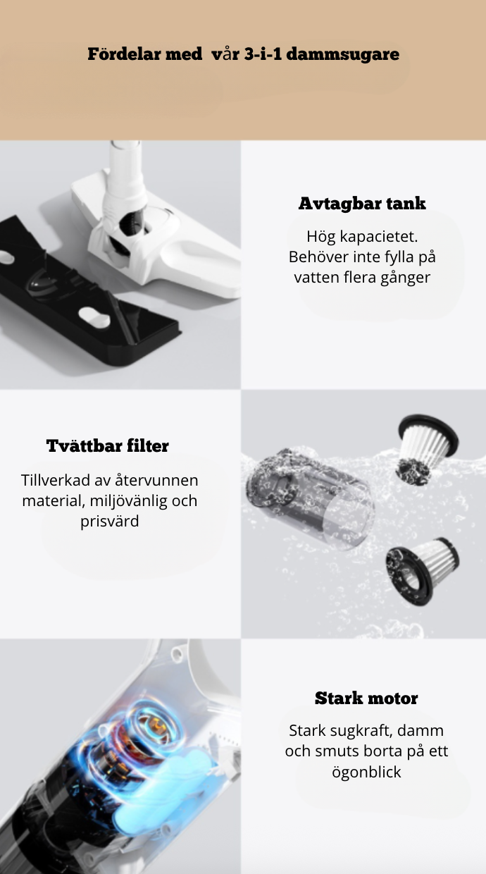Mevoboom™ AllClean X1 Trådlös 3-i-1 Dammsugare – Sug, Moppa & UV-sterilisera för ett skinande rent hem