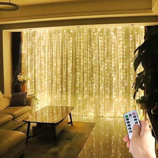 Stilren LED-ljusslingegardin – med fjärrkontroll, timer och 8 olika ljuslägen