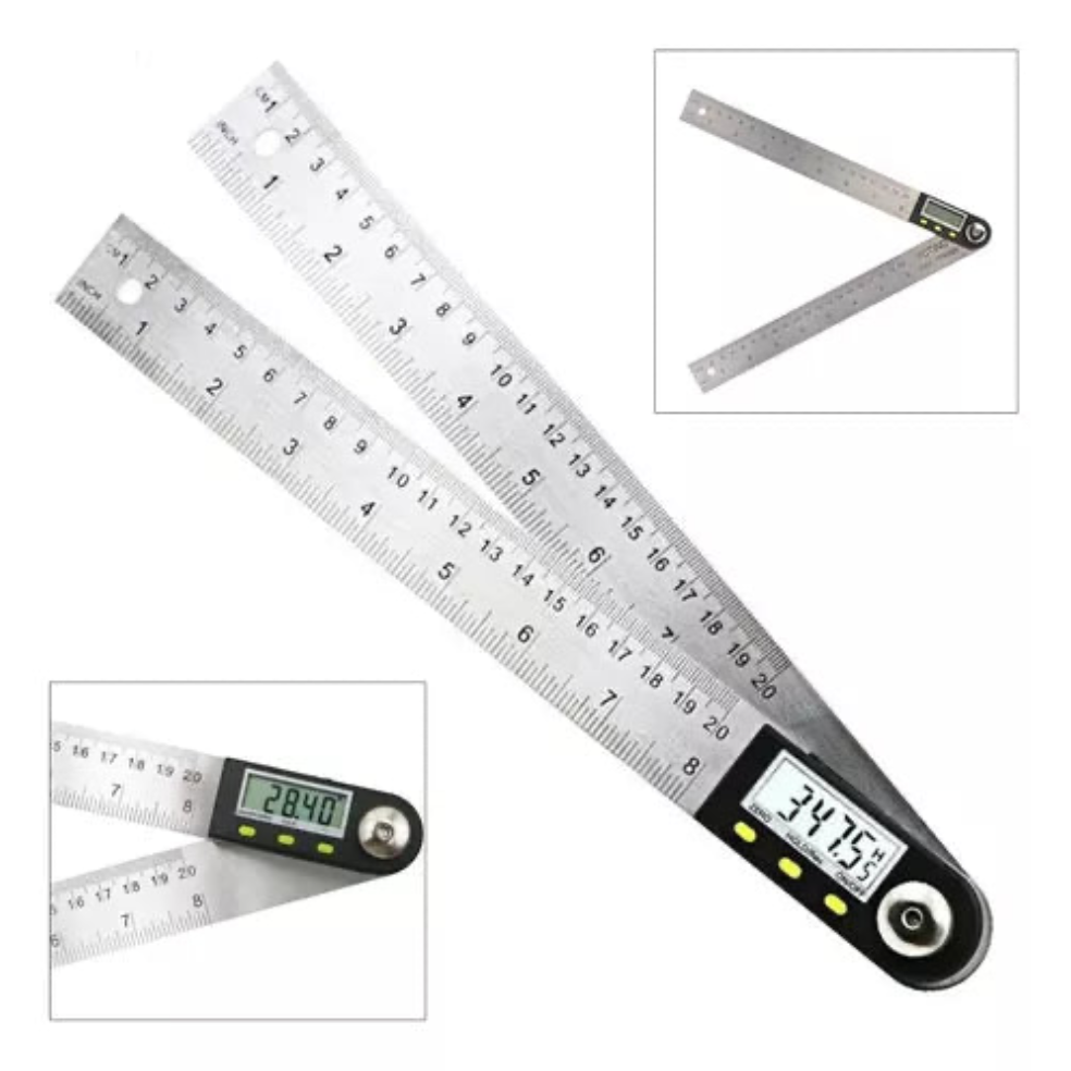 Digital vinkelmätare och linjal med LCD-display 360°
