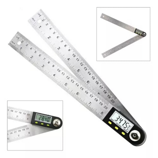 Digital vinkelmätare och linjal med LCD-display 360°