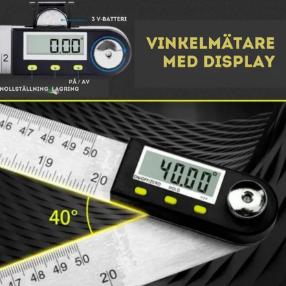 Digital vinkelmätare och linjal med LCD-display 360°