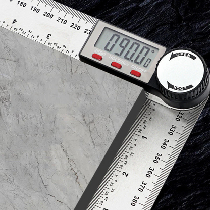 Digital vinkelmätare och linjal med LCD-display 360°