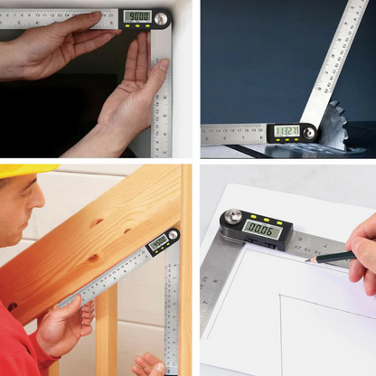 Digital vinkelmätare och linjal med LCD-display 360°