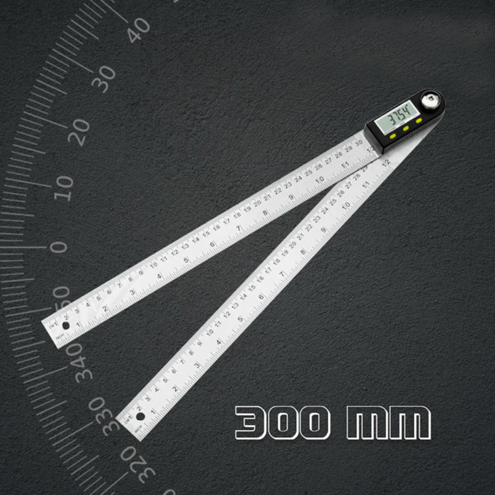 Digital vinkelmätare och linjal med LCD-display 360°