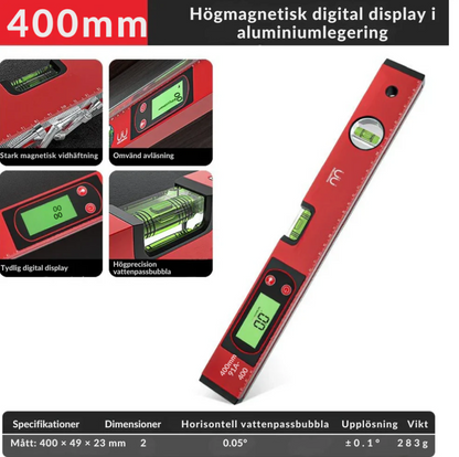 Smart Digital Nivålinjal med Magnetisk Bas och LCD-Display