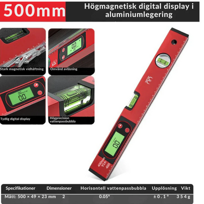 Smart Digital Nivålinjal med Magnetisk Bas och LCD-Display